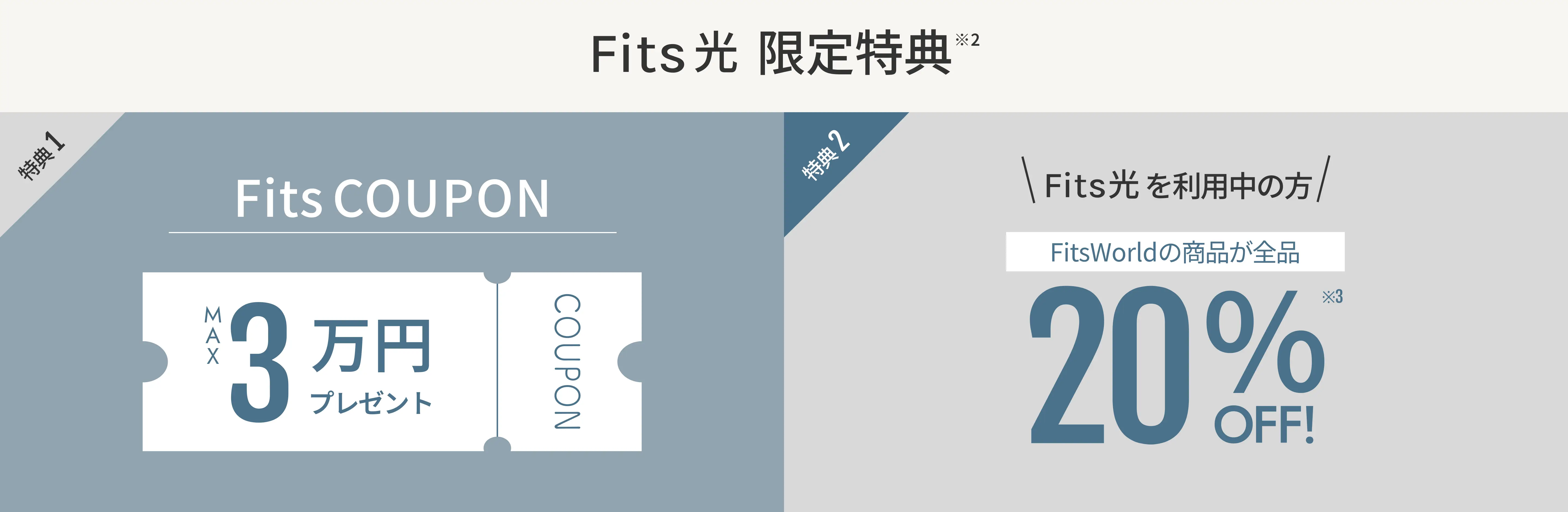 FitsWiMAX限定特典、MAX 30,000円プレゼント、1年間FitsWolrdの商品が全品30%オフ
