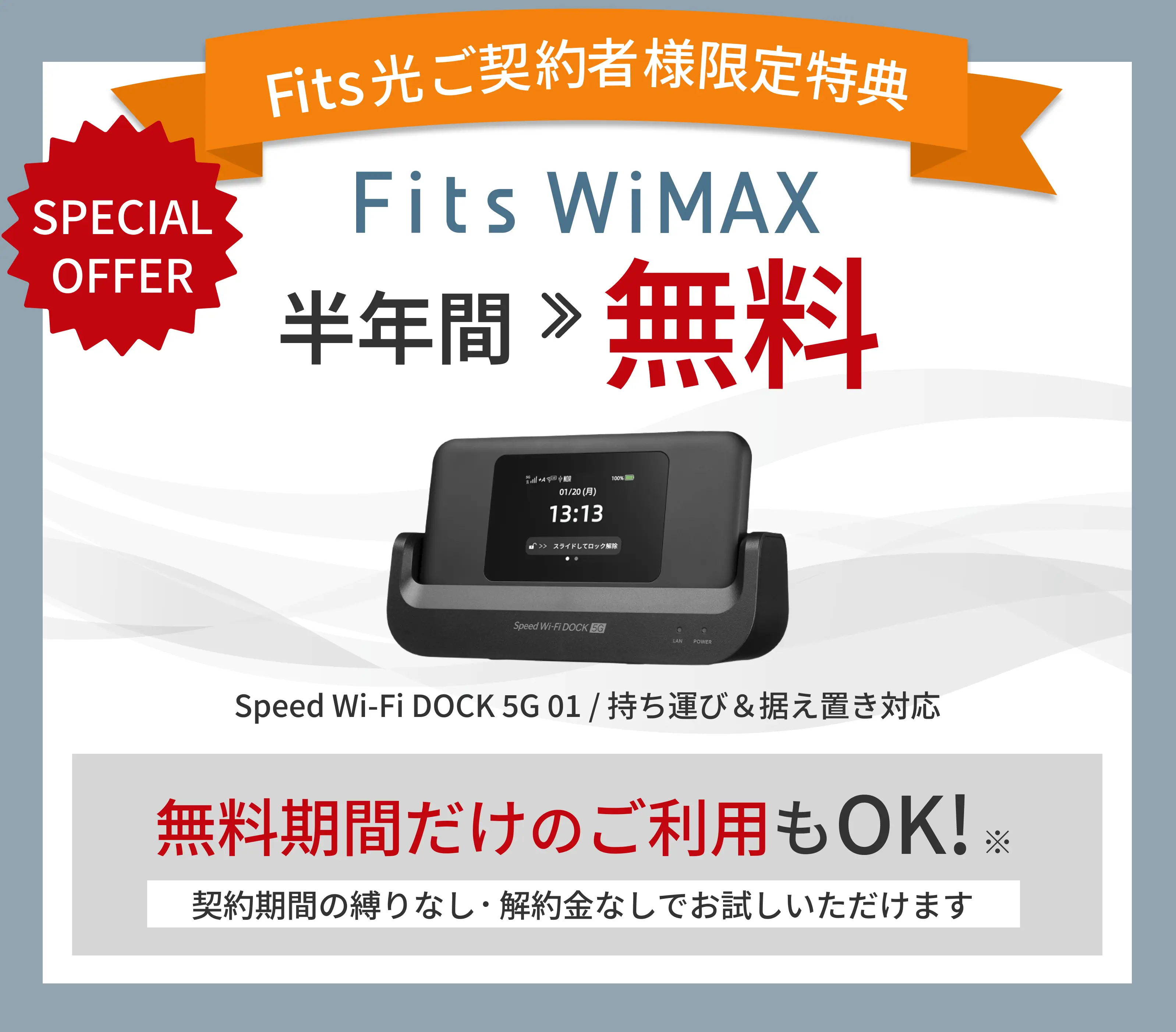 WiMAX 半年間無料キャンペーン バナー